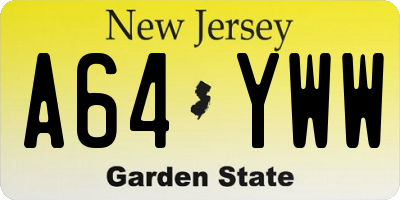 NJ license plate A64YWW