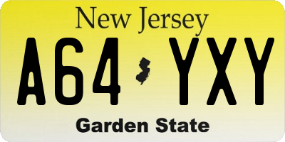 NJ license plate A64YXY