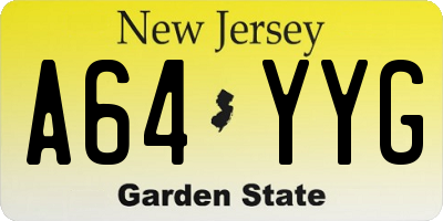 NJ license plate A64YYG