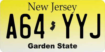 NJ license plate A64YYJ