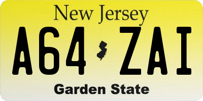 NJ license plate A64ZAI