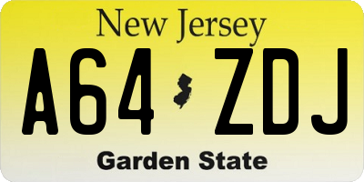 NJ license plate A64ZDJ
