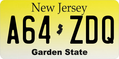 NJ license plate A64ZDQ