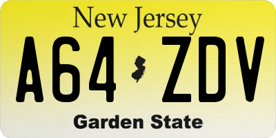 NJ license plate A64ZDV