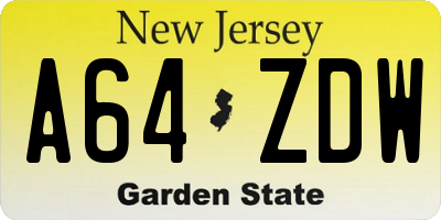 NJ license plate A64ZDW