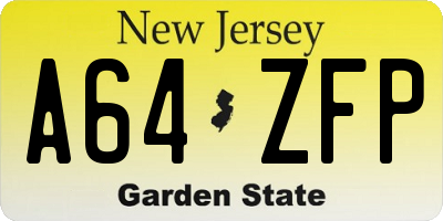 NJ license plate A64ZFP