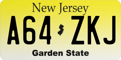NJ license plate A64ZKJ