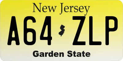 NJ license plate A64ZLP