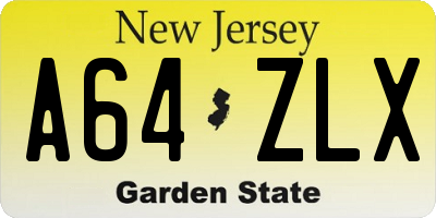 NJ license plate A64ZLX