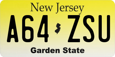 NJ license plate A64ZSU