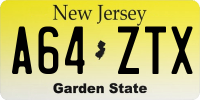 NJ license plate A64ZTX