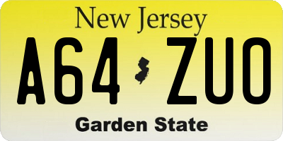 NJ license plate A64ZUO