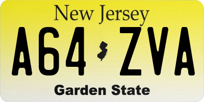 NJ license plate A64ZVA