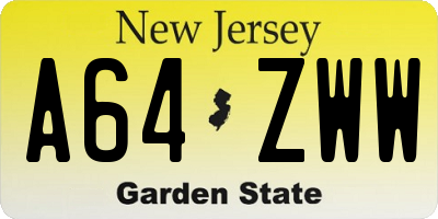 NJ license plate A64ZWW