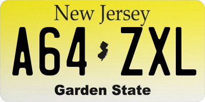 NJ license plate A64ZXL
