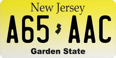 NJ license plate A65AAC