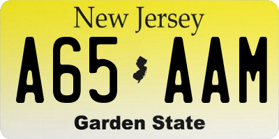 NJ license plate A65AAM