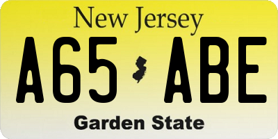 NJ license plate A65ABE