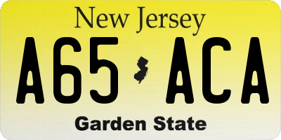 NJ license plate A65ACA