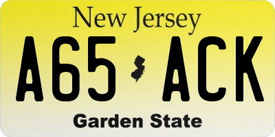 NJ license plate A65ACK