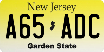 NJ license plate A65ADC