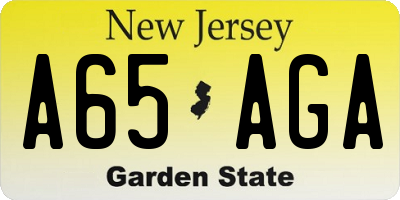 NJ license plate A65AGA