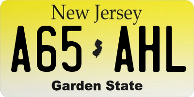 NJ license plate A65AHL