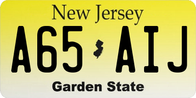 NJ license plate A65AIJ