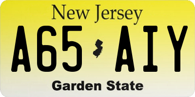 NJ license plate A65AIY