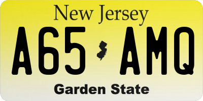NJ license plate A65AMQ