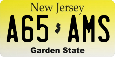 NJ license plate A65AMS