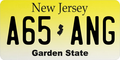 NJ license plate A65ANG