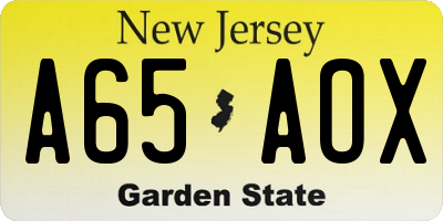 NJ license plate A65AOX