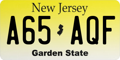 NJ license plate A65AQF