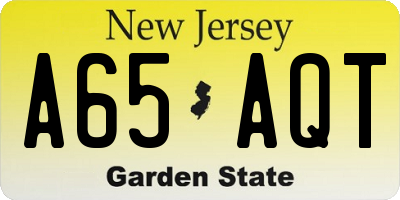 NJ license plate A65AQT