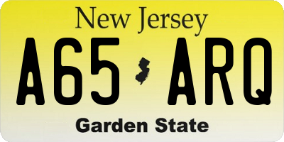NJ license plate A65ARQ