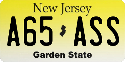 NJ license plate A65ASS