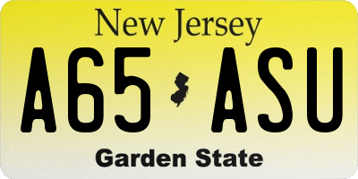 NJ license plate A65ASU