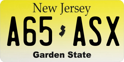 NJ license plate A65ASX