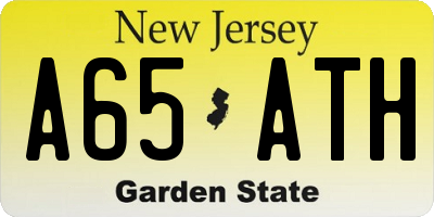 NJ license plate A65ATH