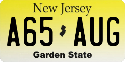 NJ license plate A65AUG