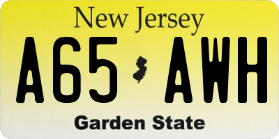 NJ license plate A65AWH