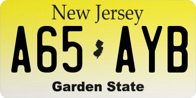NJ license plate A65AYB
