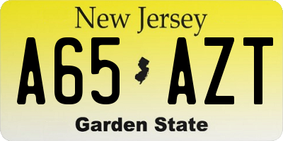 NJ license plate A65AZT