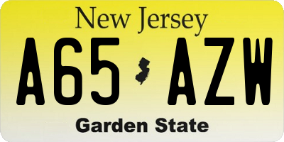NJ license plate A65AZW