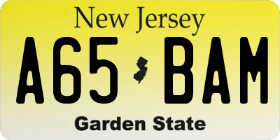 NJ license plate A65BAM