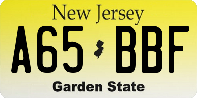 NJ license plate A65BBF