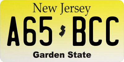 NJ license plate A65BCC