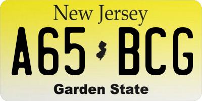 NJ license plate A65BCG
