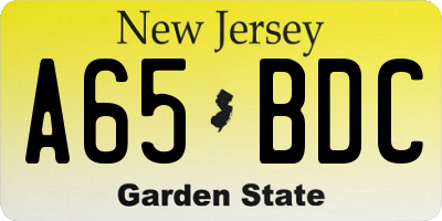 NJ license plate A65BDC